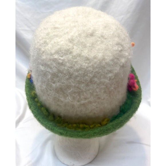 Hand Crafted Felted Wool Hat RAINBOW FLOWERS Bucket Style - Picture 3 of 7